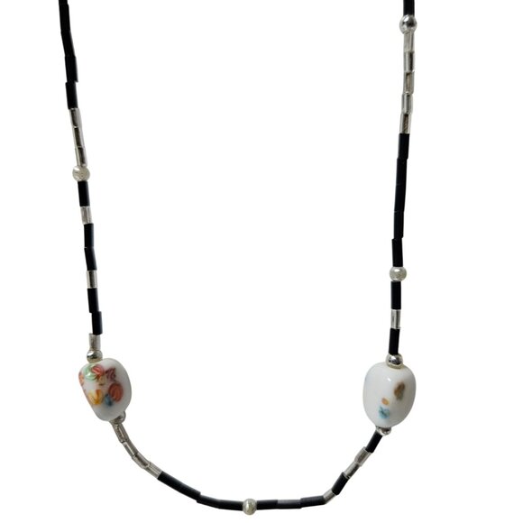 Retro Bho Colorful Beaded Necklace Whimsical Painted Beads Fashion Jewelry Women - Picture 1 of 5